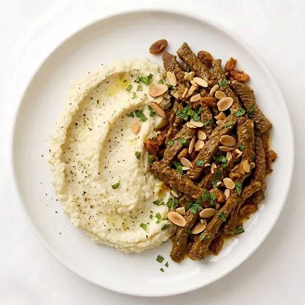 Moroccan spiced beef with cauliflower mash